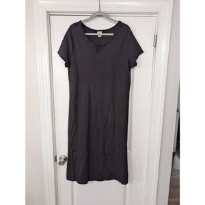 L.L. Bean Short Sleeve Midi Dress in Charcoal Gray